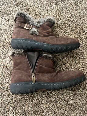 Women's Brown Suede Faux-Fur Ankle Boots size 9